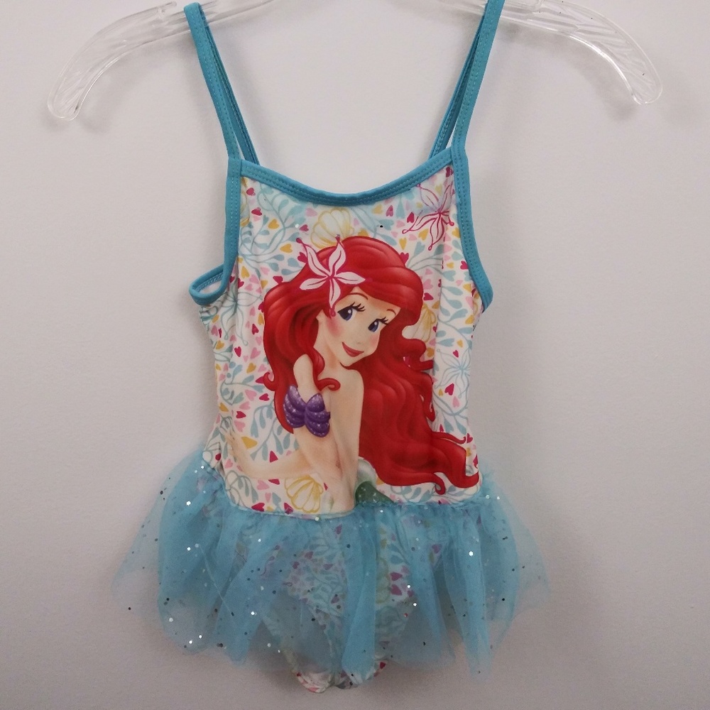 Disney Princess Ariel girls swimsuit sparkle skirt